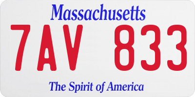 MA license plate 7AV833