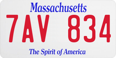 MA license plate 7AV834