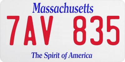MA license plate 7AV835