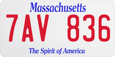 MA license plate 7AV836
