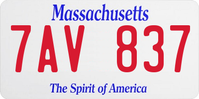 MA license plate 7AV837