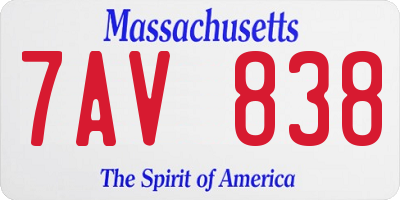 MA license plate 7AV838