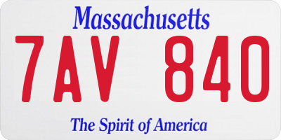 MA license plate 7AV840