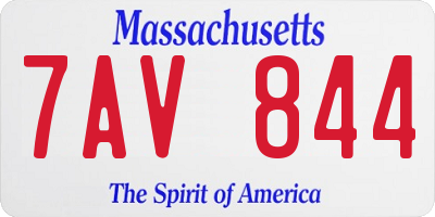 MA license plate 7AV844