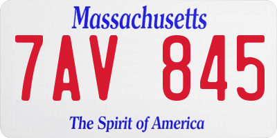 MA license plate 7AV845