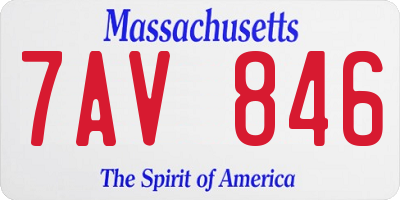 MA license plate 7AV846