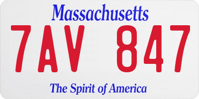 MA license plate 7AV847
