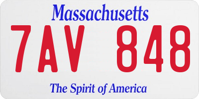 MA license plate 7AV848