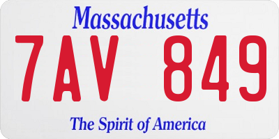 MA license plate 7AV849