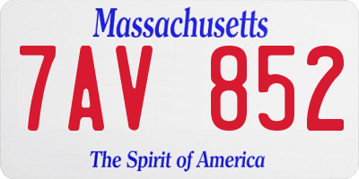 MA license plate 7AV852