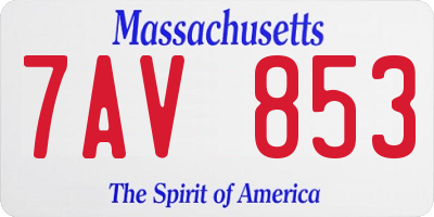 MA license plate 7AV853