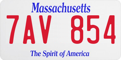 MA license plate 7AV854