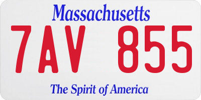 MA license plate 7AV855