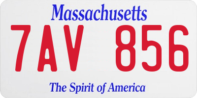 MA license plate 7AV856