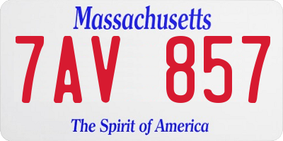MA license plate 7AV857