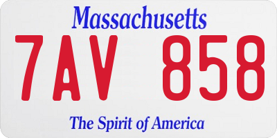 MA license plate 7AV858