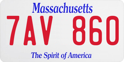 MA license plate 7AV860