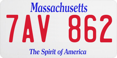 MA license plate 7AV862