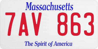 MA license plate 7AV863