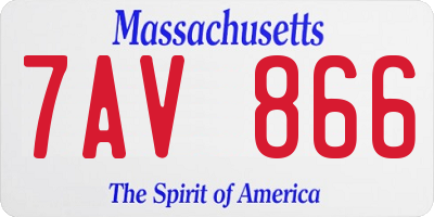MA license plate 7AV866
