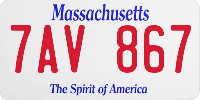 MA license plate 7AV867