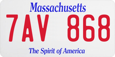 MA license plate 7AV868