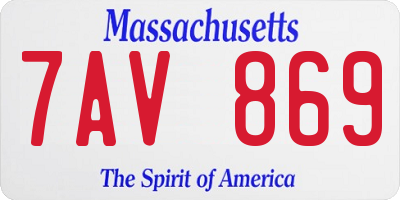 MA license plate 7AV869