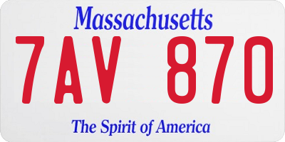 MA license plate 7AV870
