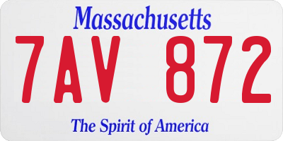 MA license plate 7AV872