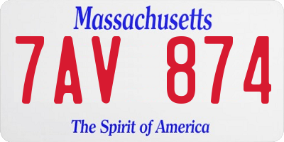 MA license plate 7AV874