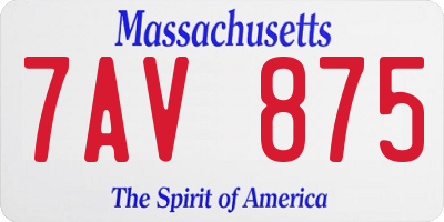 MA license plate 7AV875