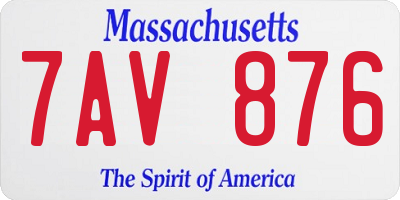 MA license plate 7AV876