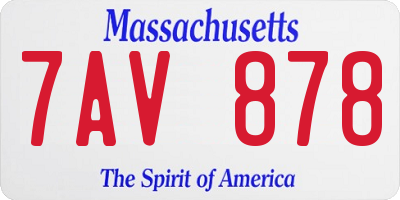 MA license plate 7AV878
