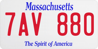 MA license plate 7AV880