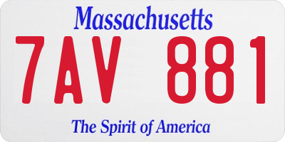 MA license plate 7AV881