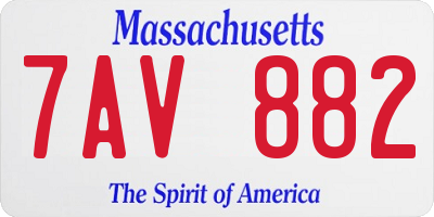 MA license plate 7AV882