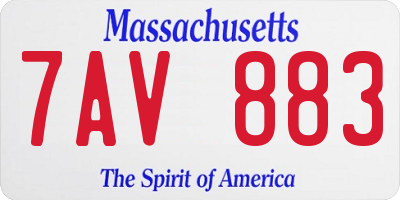 MA license plate 7AV883