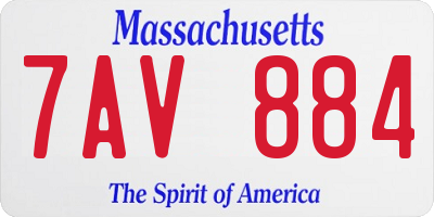 MA license plate 7AV884