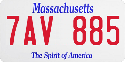 MA license plate 7AV885