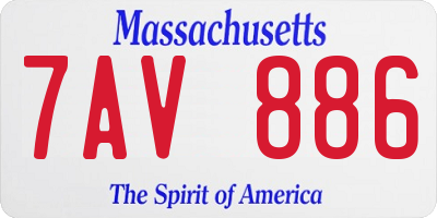 MA license plate 7AV886