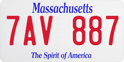 MA license plate 7AV887