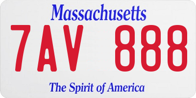 MA license plate 7AV888