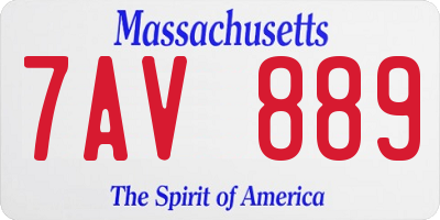 MA license plate 7AV889