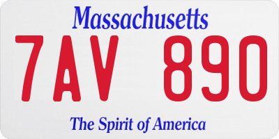MA license plate 7AV890