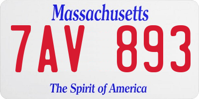 MA license plate 7AV893