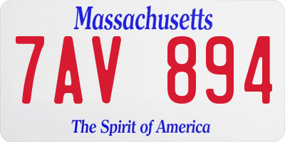 MA license plate 7AV894