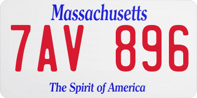 MA license plate 7AV896
