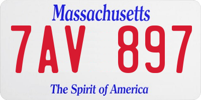 MA license plate 7AV897