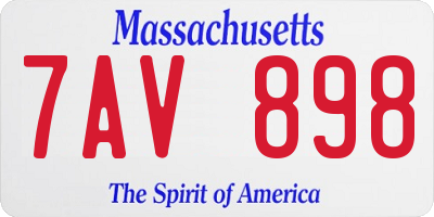 MA license plate 7AV898