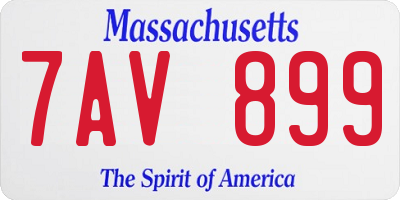 MA license plate 7AV899